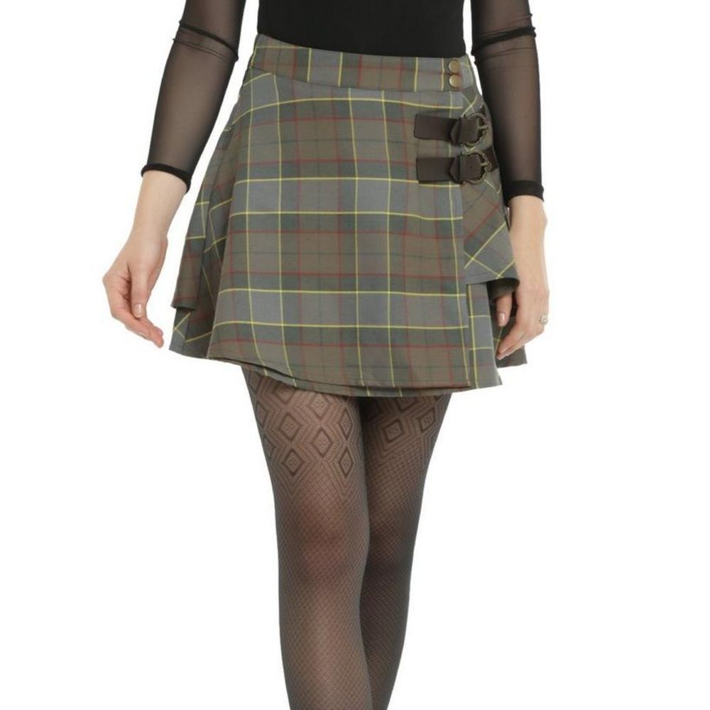 Hot Topic Plaid Mini Skirt with Buckle Detail